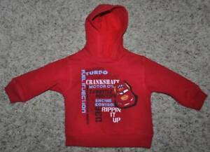 Boys Hoodie Disney Cars Red Long Sleeve Pullover Sweatshirt-size 12 months