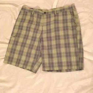 Grand Slam: Pantalones cortos informales para hombre, gris y verde a cuadros, bolsillo lateral oculto: W40 - Imagen 1 de 4