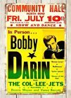 garage interior 1959 Bobby Darin Community Hall Concert Poster metal tin sign