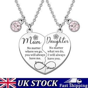 Personalised Necklace with Engraving, Two Heart Pendants & Crystals, Gift Boxed - Picture 1 of 9