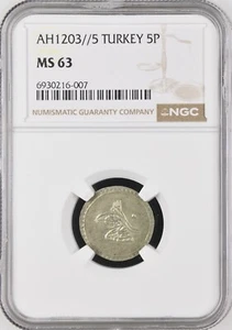 TURKEY - OTTOMAN , 5 PARA 1203/5 AH SULTAN SELIM III ( S ) NGC MS 63 , RARE - Picture 1 of 2
