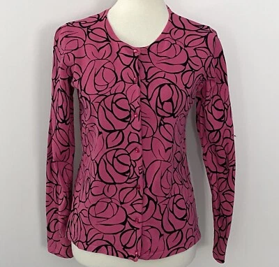 Cárdigan Jones Of New York Signature Rosa Rosa Coral Negro Abotonado Talla Pequeña Foto 1 de 4