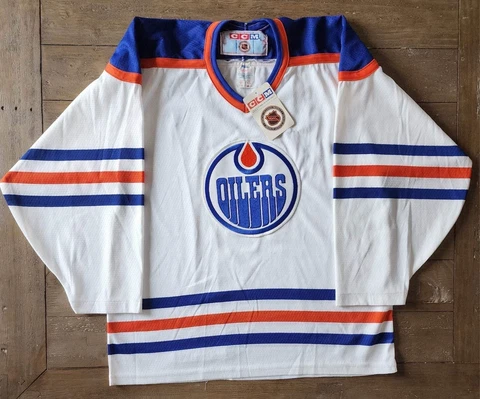 Vintage CCM Maska Edmonton Oilers NHL Jersey Mens Medium Brand New w/Tags Cover