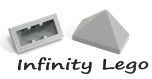 10 LEGO Light Grey Slope 1x2 Triple w/ Inside Stud Holder (3048 15571) 10 Pieces - Picture 1 of 1