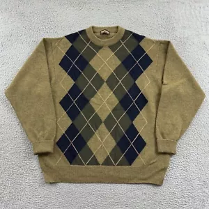 Barbour Sweater Mens XL Fern Cashmere Lambswool Pullover Argyle Knit Scotland - Picture 1 of 11