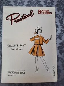 1950's Practical Paper Sewing Dress Pattern Vintage Girls Suit 3 - 5 yrs - Picture 1 of 2