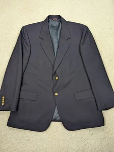 Stuart Hughes Blazer Mens 46R Blue Wool Sport Coat Suit Jacket Vintage Navy 46 R - Picture 1 of 19