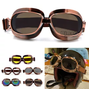 Retro Motorcycle Motorbike Goggles Helmet Glasses Eyewear For Harley Chopper - Imagen 1 de 14