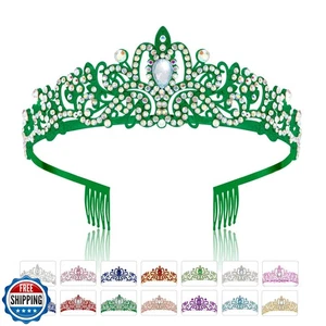 Ab grüne Krone Kristall Diadem Prinzessin Königin Stirnband mit Kamm - Kronen für W - Bild 1 von 5