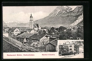 Kiefersfelden, Ansichtskarte, Restaurant Kiefer, Ortsansicht mit Kirche - Picture 1 of 2