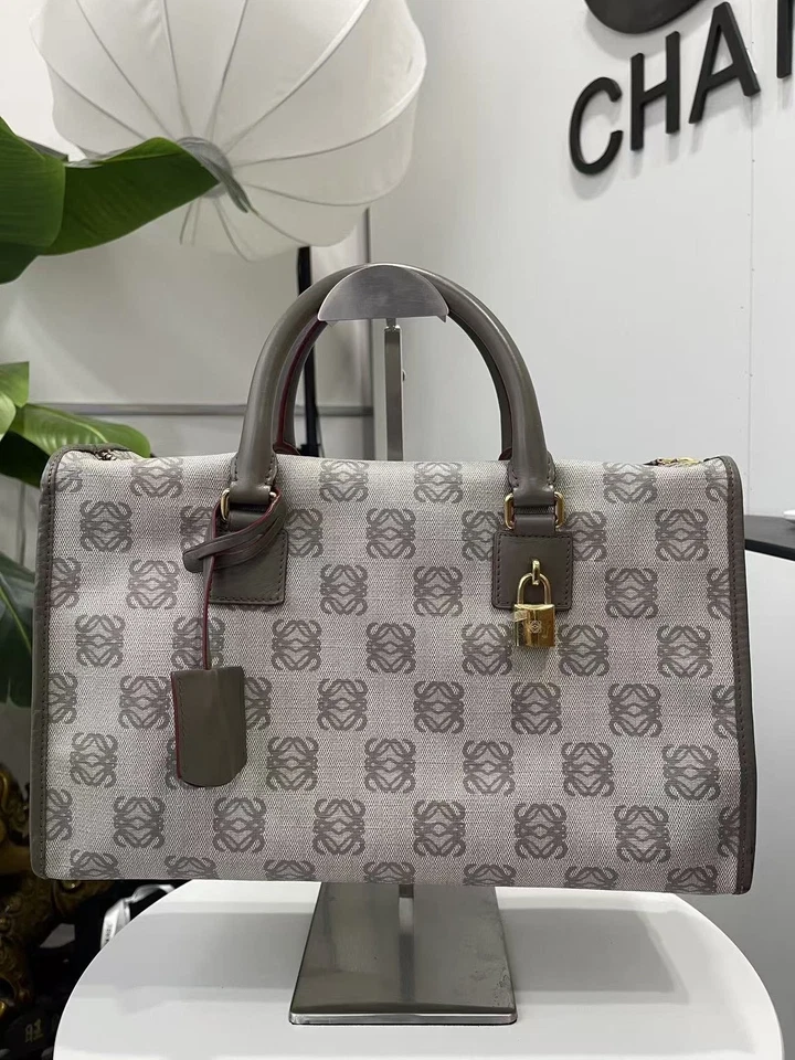 Loewe Amazona Monogram Canvas Top Handle Bag Beige/Black ebayAG Auth - Image 1 of 4