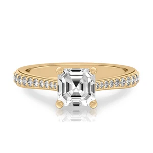 18k Gold Diamond Ring Yellow Lab Grown Asscher 1.25 Carat IGI Certified Size 7 8 - Picture 1 of 10