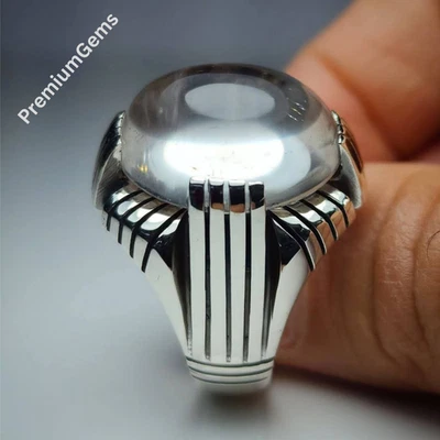 Anillo natural de 14 quilates de duración Najaf para hombre de plata de ley 925 anillo de piedra lunar Foto 1 de 4
