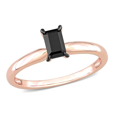 Anillo de compromiso solitario de diamantes negros Amour de oro rosa de 14 quilates 1/2 quilate TW Foto 1 de 4