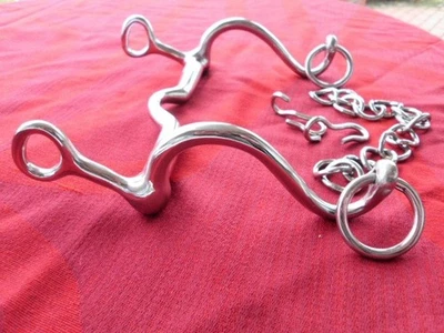 MARKENLOS S-Kandare mit Zungenfreiheit , massiv aus Edelstahl Größe 15,5