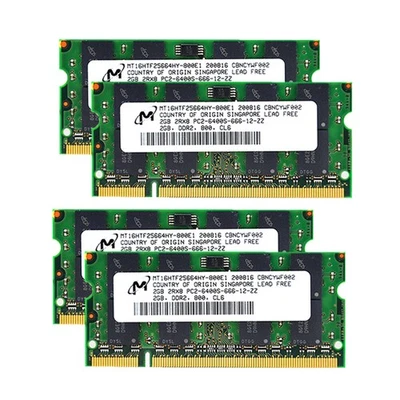 Kit 8 GB (4 x 2 GB) DDR2 800 MHz PC2-6400S 1,8 V memoria computer portatile SO-DIMM RAM per Micron - Immagine 1 di 4