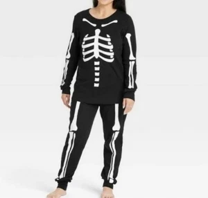 Damen Hyde und EEK Halloween 2-teiliges Schlafset Schlafanzug Skelett Design NEU - Bild 1 von 5