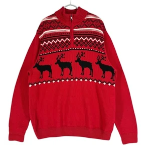 Chaps Men 1/4 Zip Neck Christmas Jumper Pullover Sweater Size L - Picture 1 of 9