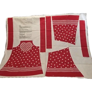 Vtg MCM 1976 Girls Toddler Heart Dress Easy Cut Sew Cotton Fabric Panel Sz 2-4 - Picture 1 of 6