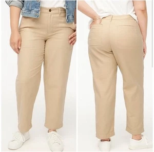 J. Crew Pants 100% Cotton Camp Pants Khaki Crop Straight BJ493 Women’s Size 18 - Picture 1 of 10