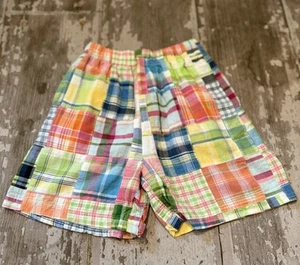 CWD Kids Multicolor Plaid Patchwork Elastic Waist Shorts Boys 4/5 100% Cotton - Picture 1 of 7