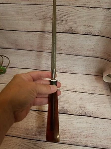 VinTaGe TORTOISE SHELL? BAKELITE? HANDLE HONING ROD SHARPENER KNIFE CARVING MCM - Picture 1 of 12