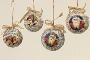 Baumschmuck Kugel Santa nostalgisch 2er-Set (742610) Christbaumkugeln - Bild 1 von 1