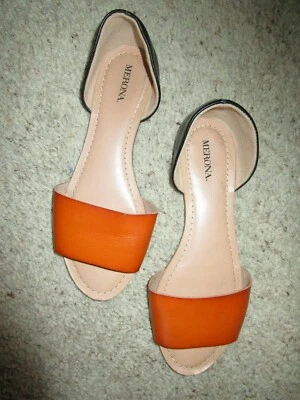 Women's MERONA Sandal  Leather Tan & Black Slip On Shoes  Size 7-1/2 - Image 1 of 4