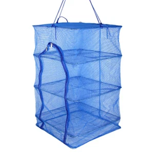 1Pc Folding Drying Net Fish Vegetable Drying Fish Clothes Basket Dryer (Blue) - Picture 1 of 6