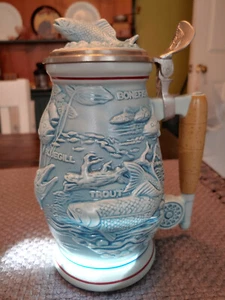 Vintage 1990 Avon Handcrafted in Brazil Collectable Beer Stein "Fishing" #147234 - Picture 1 of 8