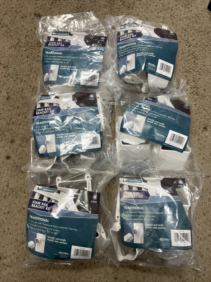 2 Pack Veranda 513390 White Vinyl Traditional Rail Stair Bracket Kit Durable