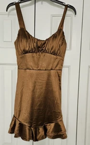 Speechless Juniors' Bronze  Satin A-Line, Strappy,  Dress Size: M  NWT - Picture 1 of 5