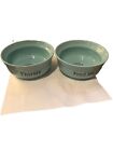 Signature housewares Two pet food and water dishes ceramic teal