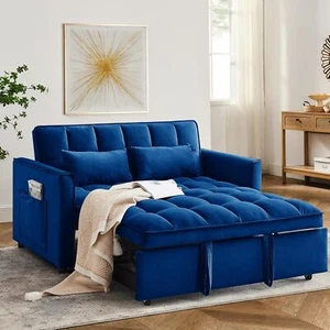 Sofa Bed Couch Sleeper Convertible Pull-Out Bed Couch With Side Pockets - Picture 1 of 7