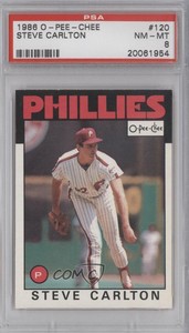 1986 O-Pee-Chee Steve Carlton #120 PSA 8 HOF