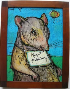 Hans Prähofer (1920-2005) Hinterglasbild Papas Liebling signiert 2003 gerahmt - Bild 1 von 6