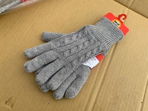 Ladies Cable Knit 2.3 tog Heatweaver Heat Holders Thermal Gloves S/M Light Grey - Picture 1 of 5