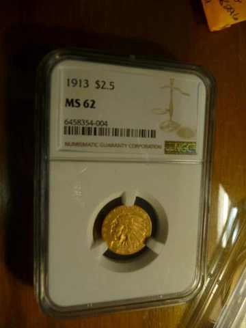 1913   2 1/2 Dollar Gold Indian NGC Graded MS62 SKU# 29368 Cover