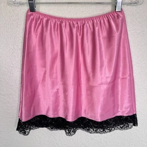 Vintage Victorias Secret Slip Skirt Womens Small Mini Satin Lace Trim Gold Label - Picture 1 of 9