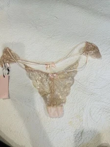 $95 Agent Provocateur Women's Pink Dedee Lace Strappy Thong Panties Size XL - Picture 1 of 4