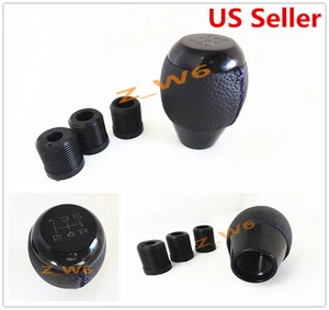 UNIVERSAL BLACK LEATHER 5 SPEED SI MANUAL SHIFTER SHIFT KNOB W/ Purple STITCHING - Bild 1 von 5
