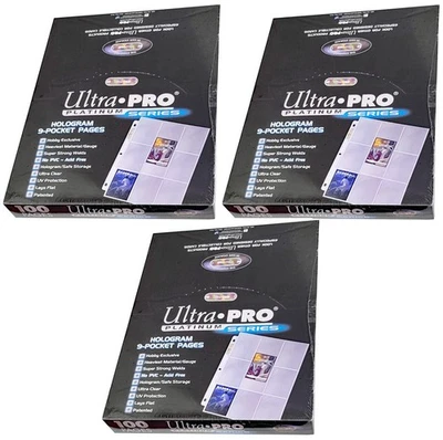 300 Ultra PRO 9 Bolsillos Platino Tarjetas Almacenamiento Páginas Hojas Protectores Béisbol Foto 1 de 3