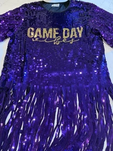 Gameday Vibes Fransen Pailletten Top Lila Gold LSU - Bild 1 von 8