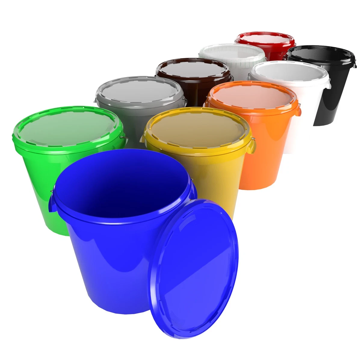 30 Liter (30L) Food-Safe Plastic Bucket With Airtight Lid - Black, Stackable, For Storage 8 thumbnail image