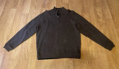 Caribbean Joe Hombre Talla Mediana Marrón Pullover Sudadera Cuello Simulado 1/4 Cremallera Foto 1 de 4