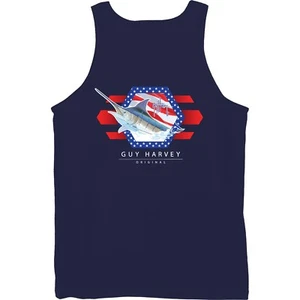 Guy Harvey Resolution Fishing Boat Beach Tank Top.. Pick Size.. Fast Ship..Navy - Picture 1 of 6
