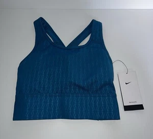 NWT Nike Sports Bra Womens XS Blue Teal Print Dri Fit Cross Back Straps - Picture 1 of 7