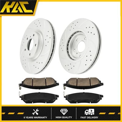 Front Drilled Disc Rotors +Brake Pads For Infiniti EX35 EX37 G25 M35 31375 D888 - Image 1 of 4