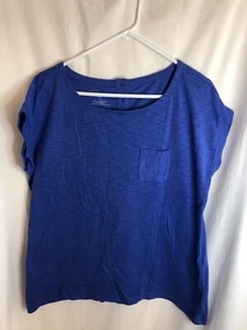 Talbots Plus Tee Shirt Top  Periwinkle Blue cotton Modal  slub buttons  sz 1X - Picture 1 of 3