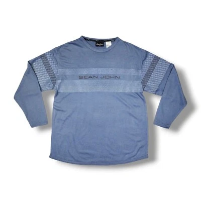 Sudadera Sean John Manga Larga Rayas Bordado Logo Azul Para Hombre Talla XL Foto 1 de 4